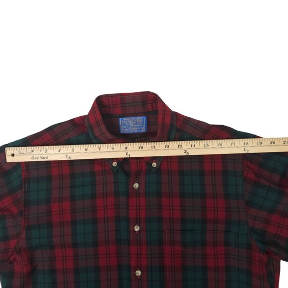 Sir Pendleton Tartan Plaid Shirt READ Mens M Vintage 70s Virgin Wool USA Made - Picture 10 of 16